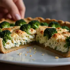 Tarta z brokułami i kurczakiem - zdrowa propozycja z fetą i mozzarellą