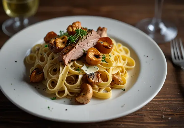 Makaron z polędwiczką i kurkami - wykwintne połączenie smaków