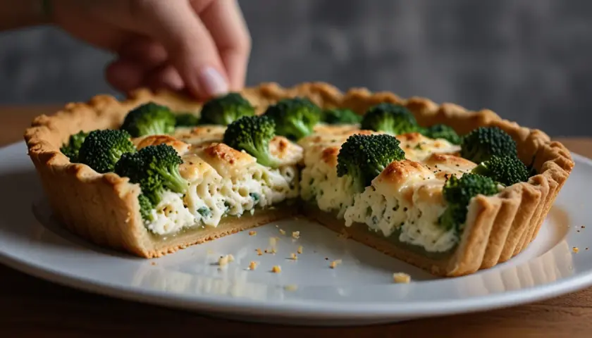 Tarta z brokułami i kurczakiem - zdrowa propozycja z fetą i mozzarellą