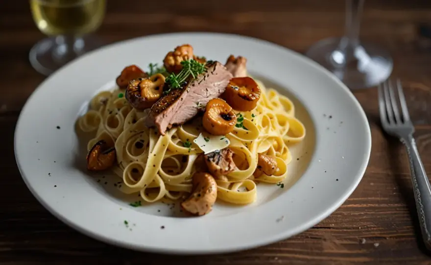 Makaron z polędwiczką i kurkami - wykwintne połączenie smaków
