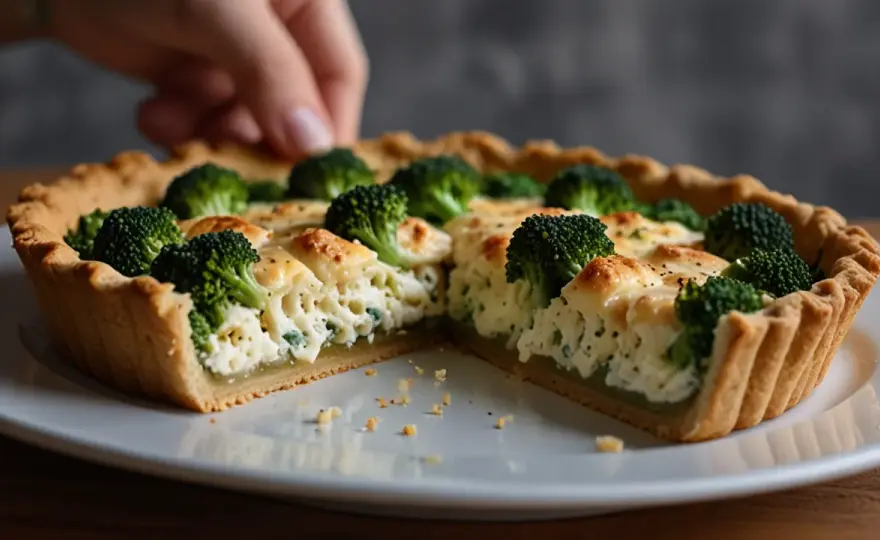 Tarta z brokułami i kurczakiem - zdrowa propozycja z fetą i mozzarellą
