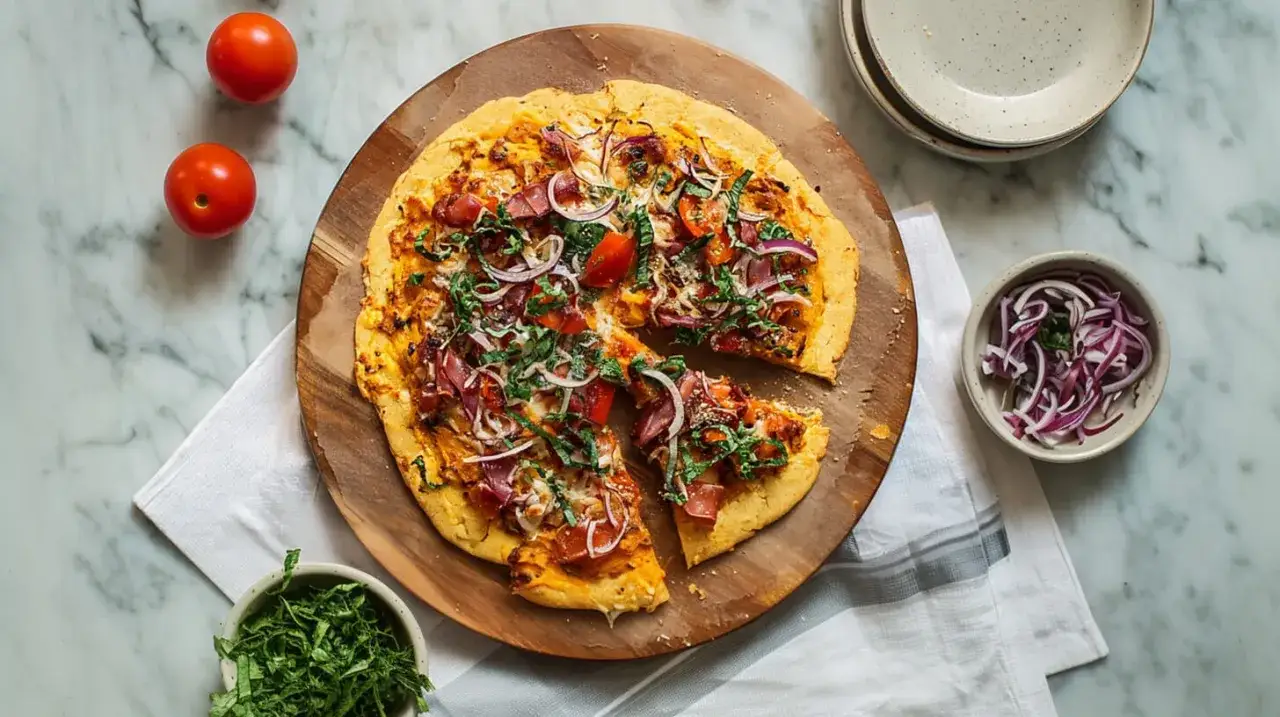 pizza na spodzie z batata z dodatkami